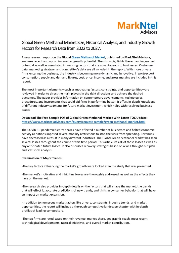 global global green methanol market green