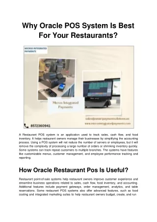 Why Oracle POS System Is Best For Your Restaurants.ppt