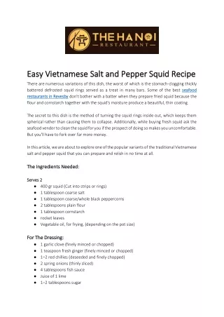 easy vietnamese salt and pepper squid recipe easy