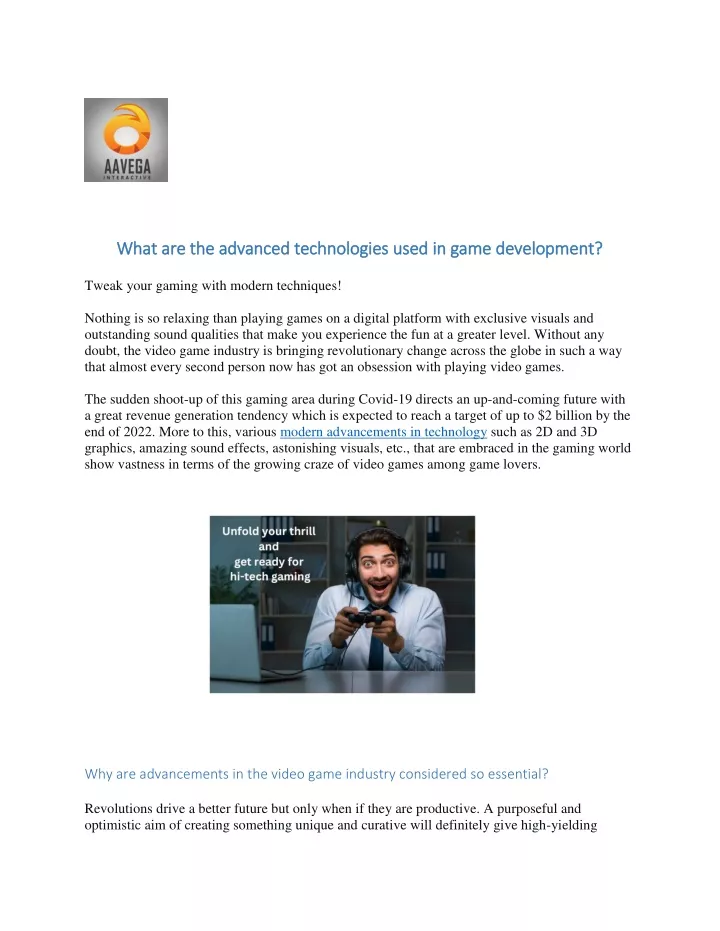 PPT - What are the advanced technologies used in game development pdf ...