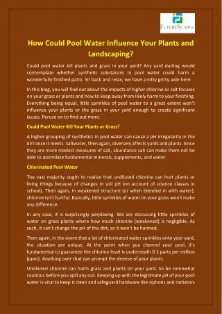 How Could Pool Water Influence Your Plants and Landscaping