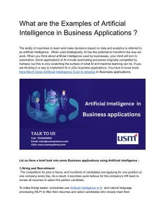 what are the examples of artificial intelligence