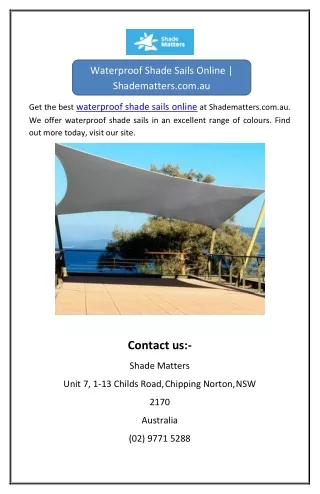 waterproof shade sails online shadematters com au