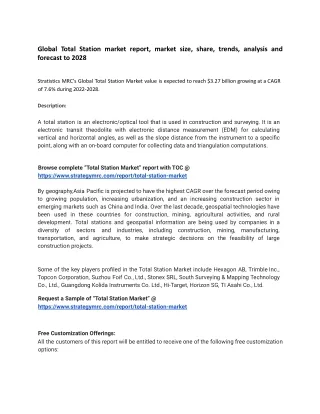 global total station market report market size