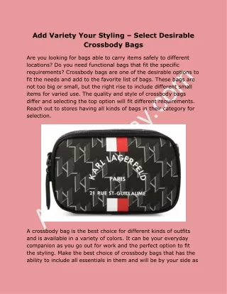 Add Variety Your Styling – Select Desirable Crossbody Bags