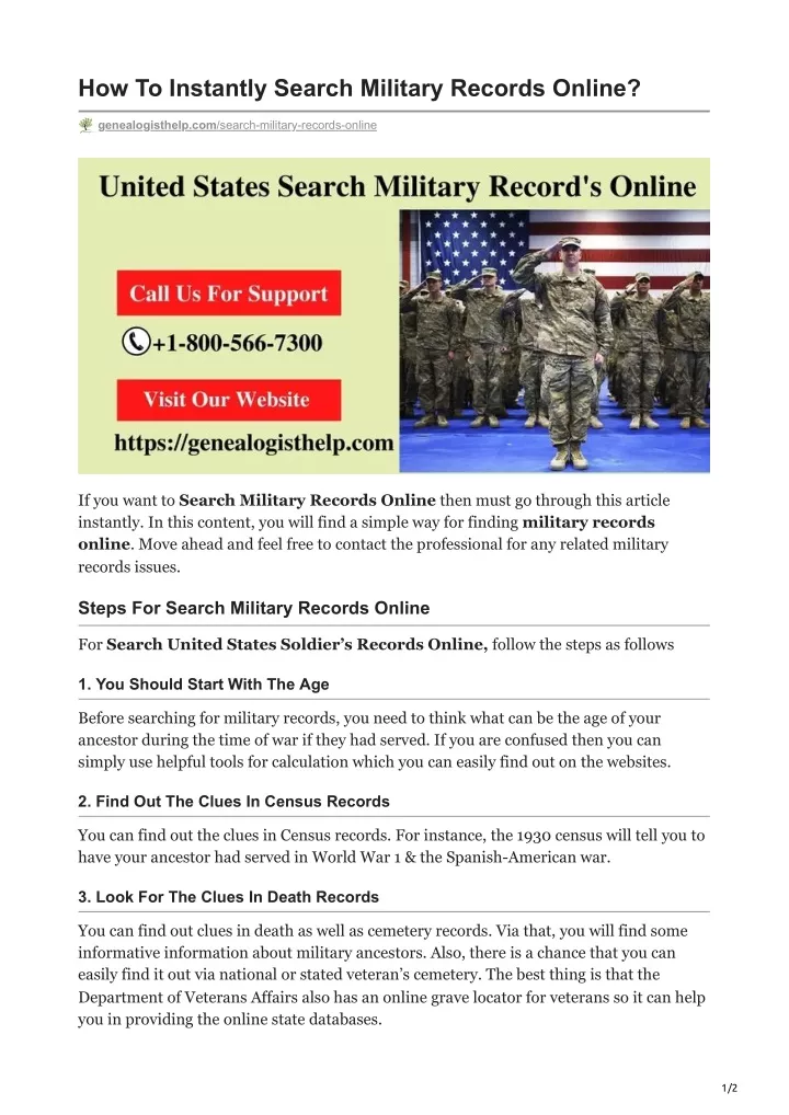 how to instantly search military records online