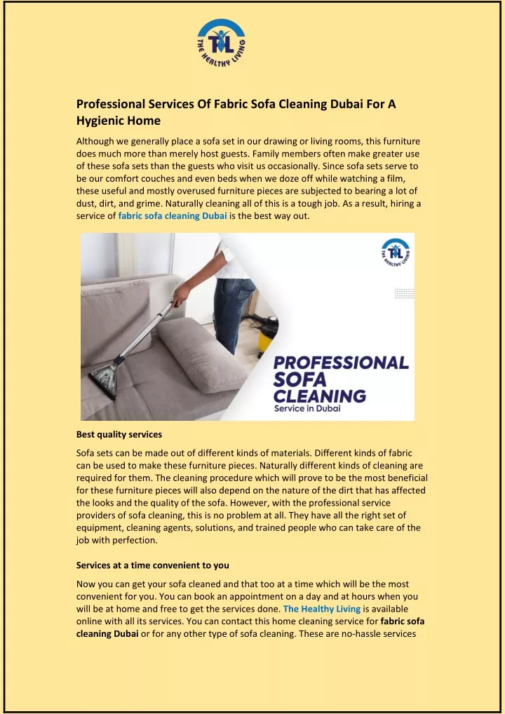professional services of fabric sofa cleaning