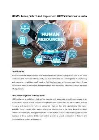 hrms learn select and implement hrms solutions