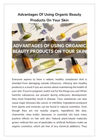 Advantages Of Using Organic Beauty Products On Your Skin