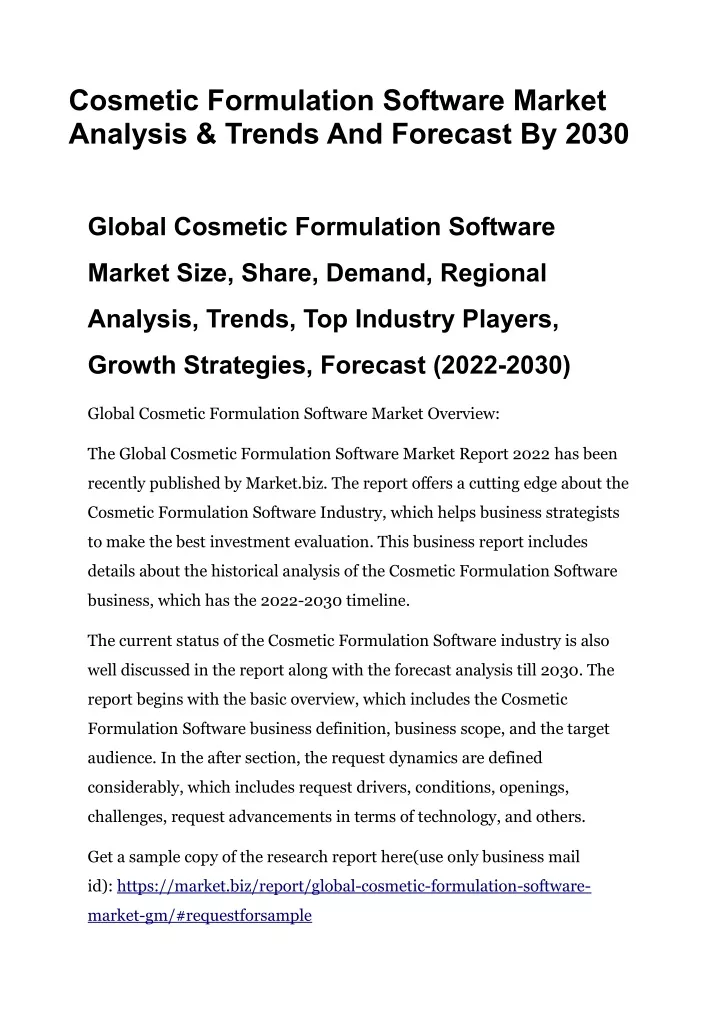 cosmetic formulation software market analysis