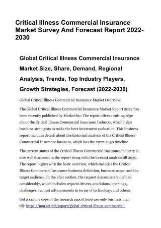 critical illness commercial insurance market