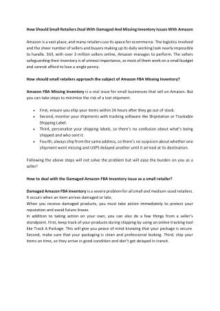 how should small retailers deal with damaged