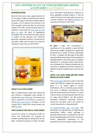 GET ANSWERS TO ALL OF YOUR QUERIES REGARDING A2 COW GHEE| GAVYAMART