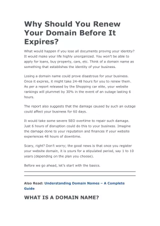 why should you renew your domain before it expires