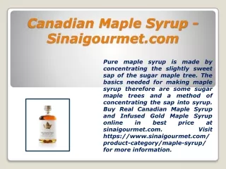canadian maple syrup sinaigourmet com