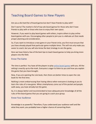 teaching board games to new players teaching