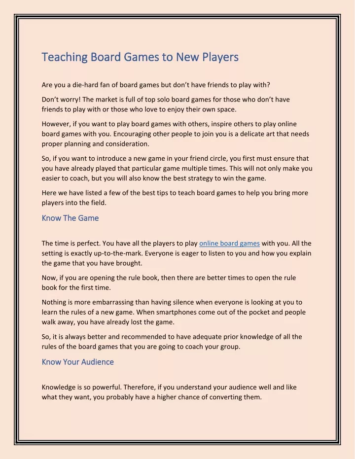 teaching board games to new players teaching
