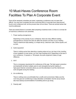 10 Must-Haves Conference Room Facilities To Plan A Corporate Event