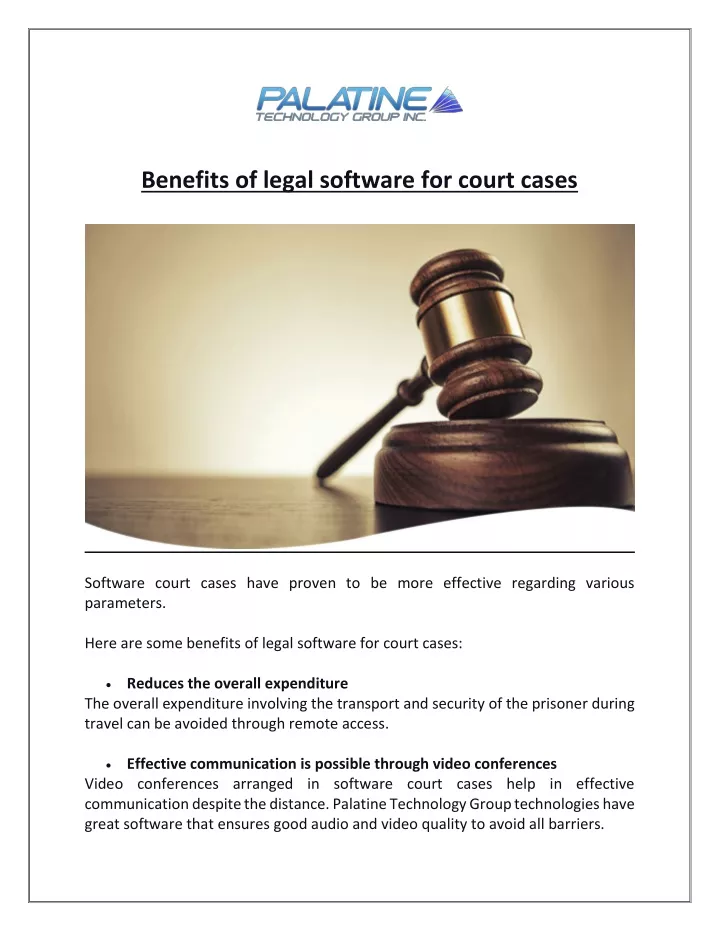 benefits of legal software for court cases