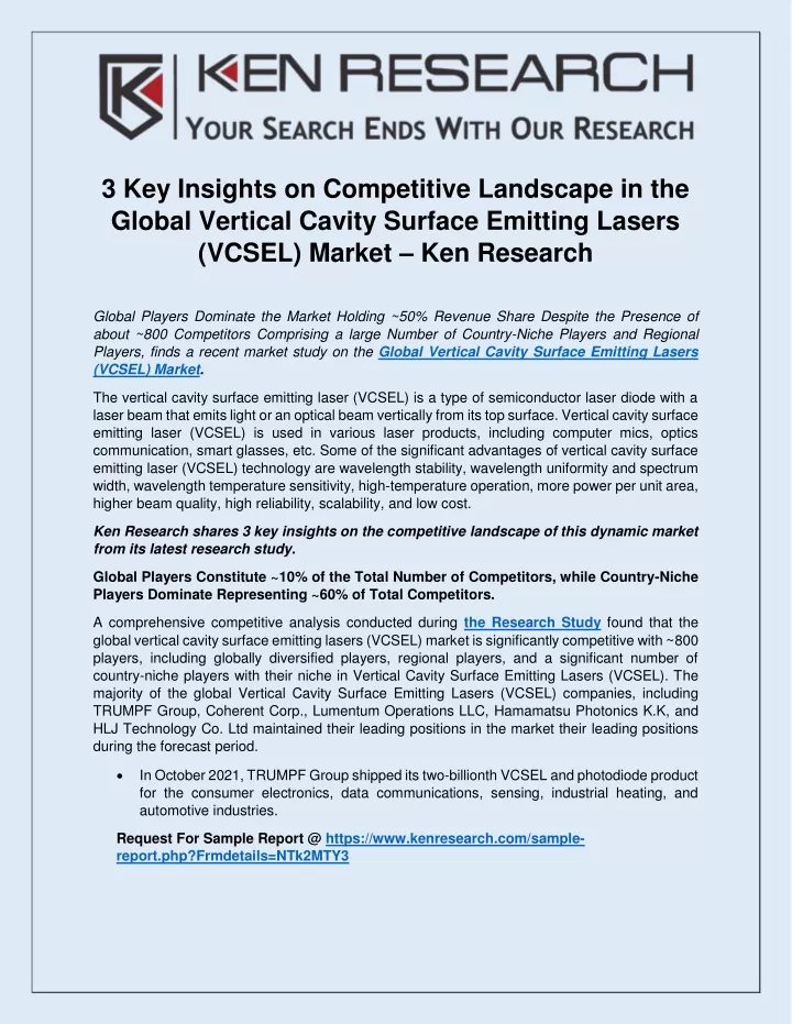 PPT - Global Vertical Cavity Surface Emitting Lasers (VCSEL) Market ...