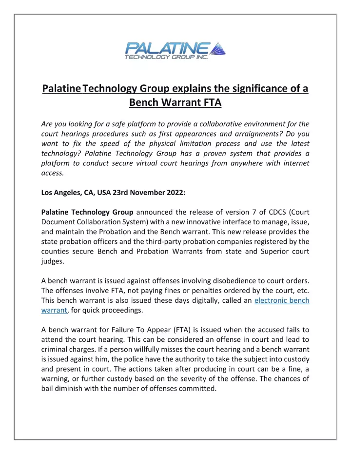 palatine technology group explains