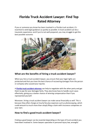 Florida Truck Accident Lawyer Find Top Rated Attorney