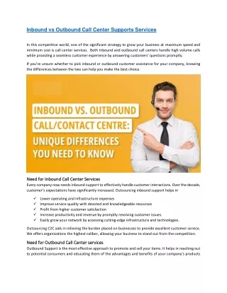 Inbound vs Outbound Call Center Supports Services