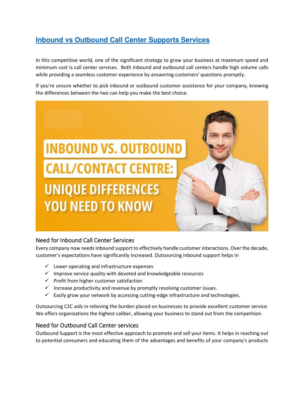 PPT - Inbound vs Outbound Call Center Supports Services PowerPoint ...