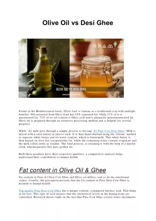 Olive Oil vs Desi Ghee