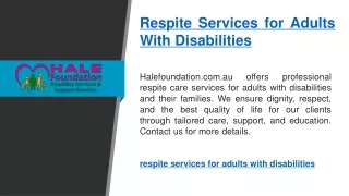 respite services for adults with disabilities