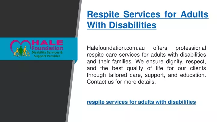 respite services for adults with disabilities