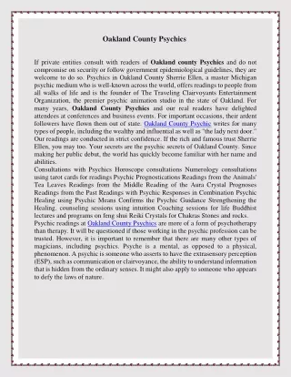 Oakland county Psychics