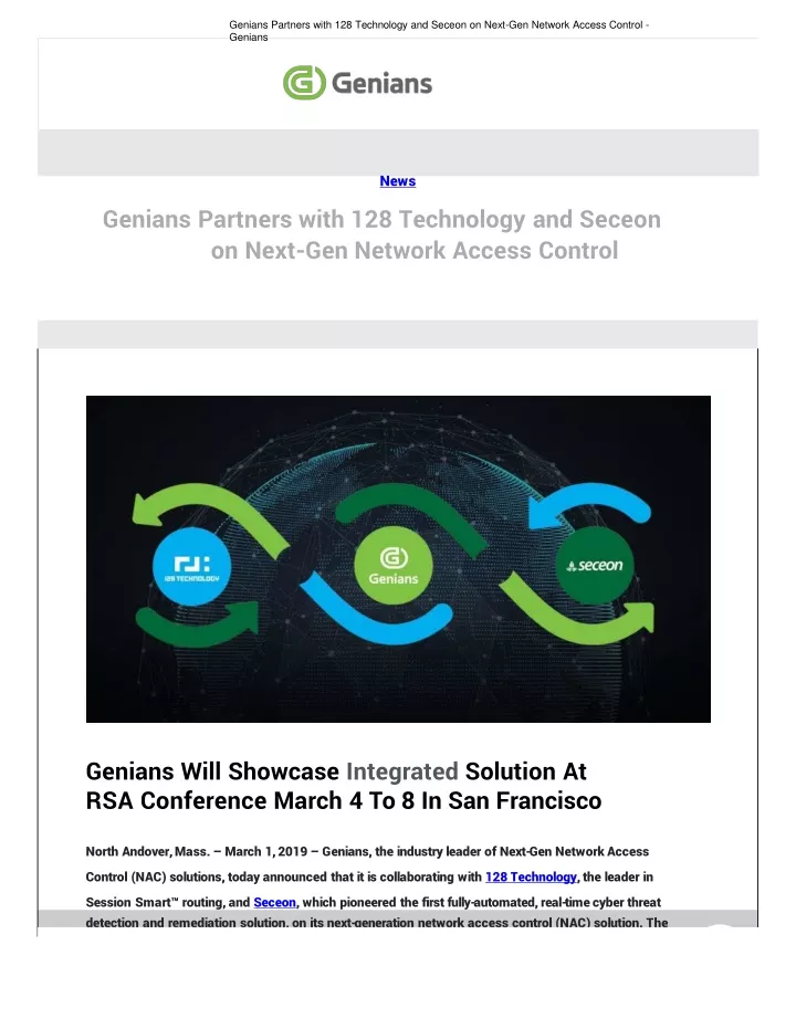 genians partners with 128 technology and seceon