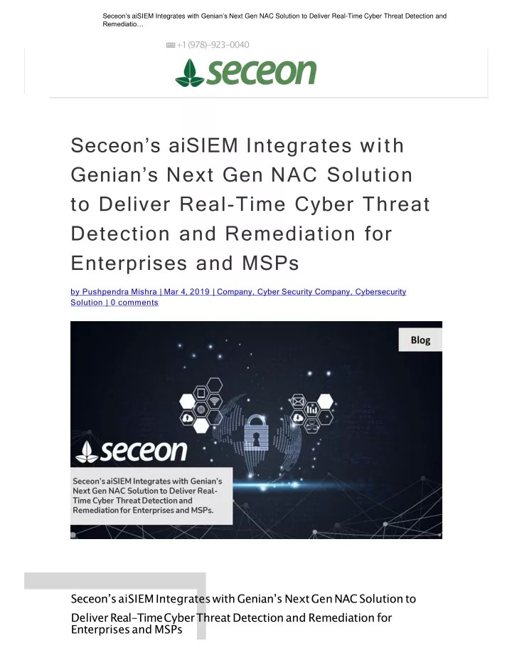 seceon s aisiem integrates with genian s next