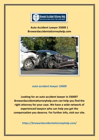 Auto Accident Lawyer 33009 | Browardaccidentattorneyhelp.com