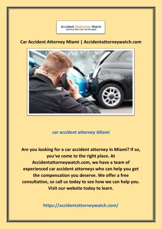 Car Accident Attorney Miami | Accidentattorneywatch.com