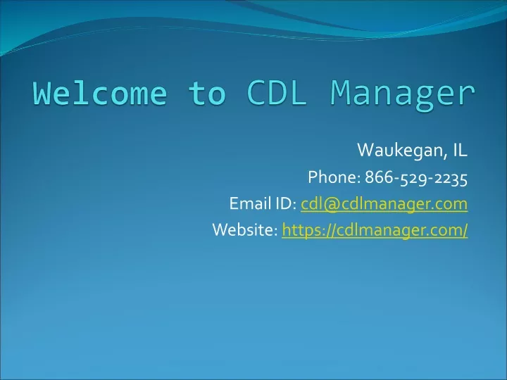 welcome to cdl manager