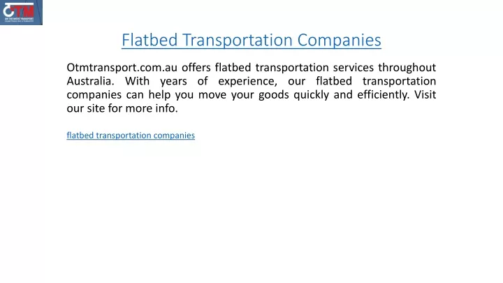 flatbed transportation companies