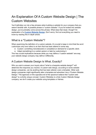 an explanation of a custom website design