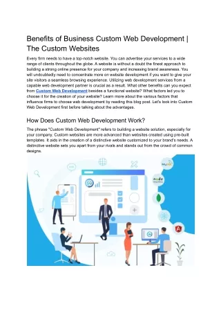 benefits of business custom web development