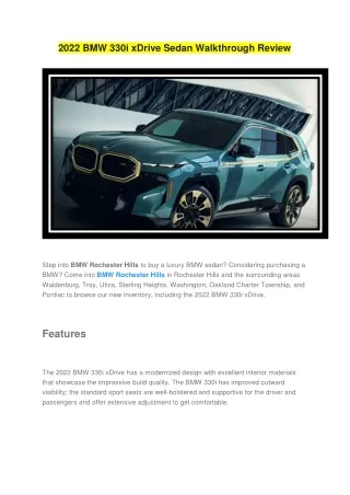 2022 BMW 330i xDrive Sedan Walkthrough Review