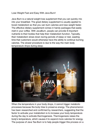Lose Weight Fast and Easy With Java Burn