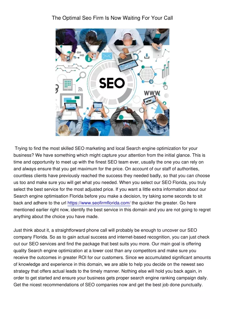 the optimal seo firm is now waiting for your call