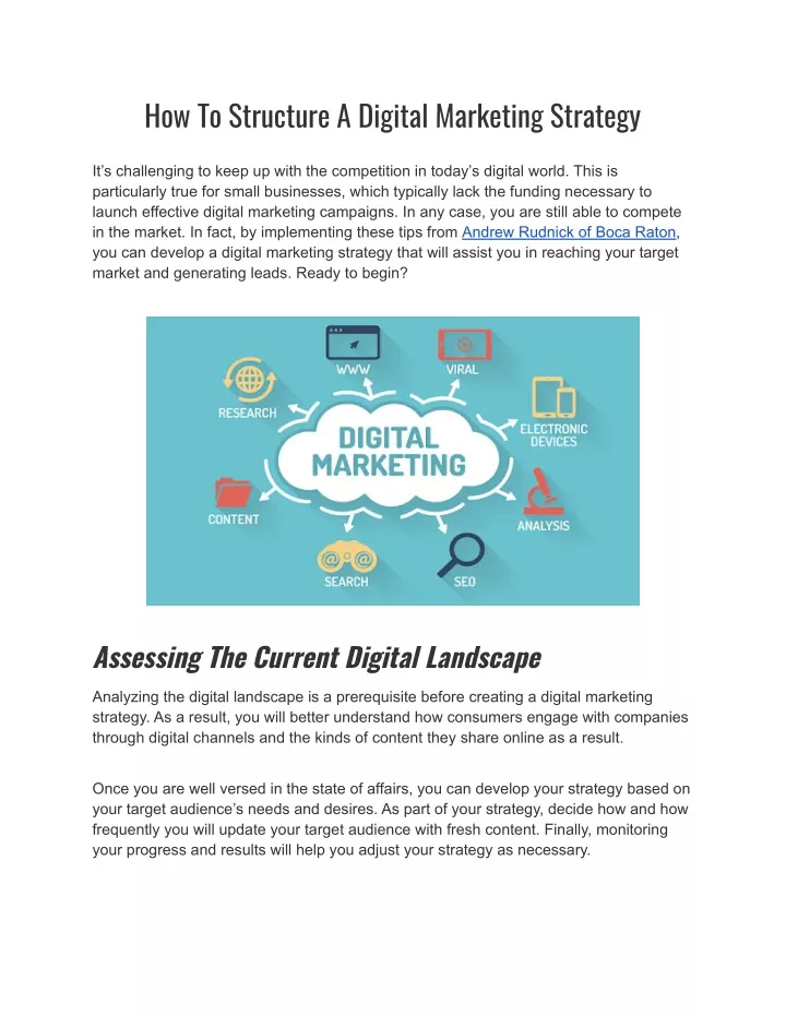 how to structure a digital marketing strategy