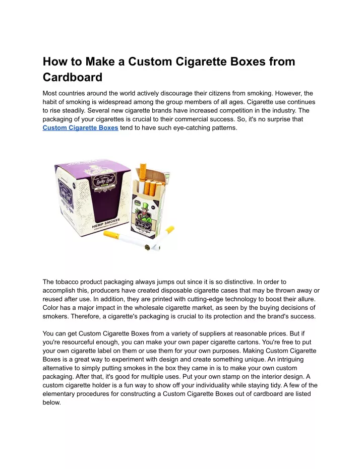 how to make a custom cigarette boxes from