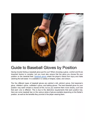Guide to Baseball Gloves by Position