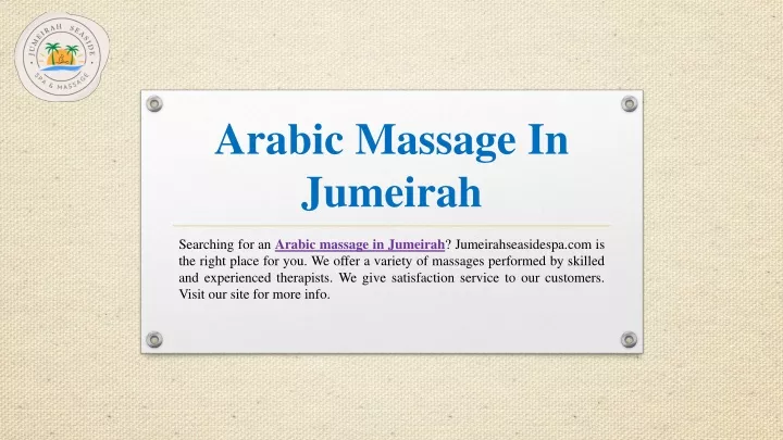 arabic massage in jumeirah