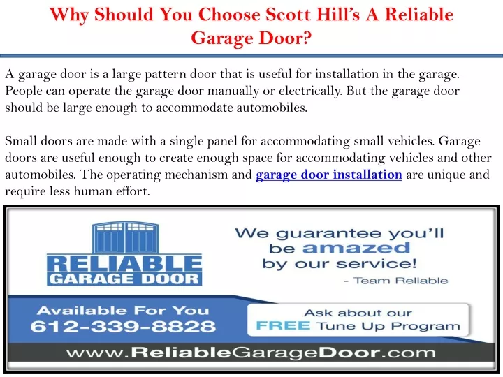 why should you choose scott hill s a reliable