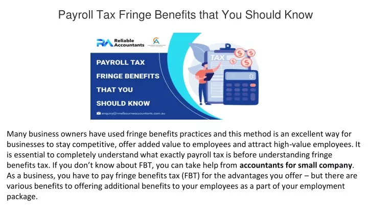 payroll tax fringe benefits that you should know