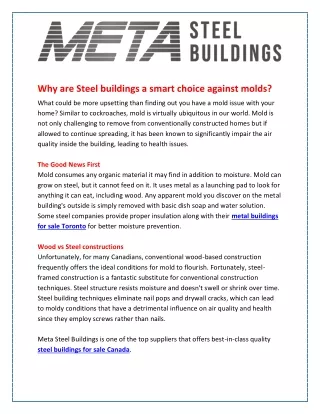 Why are Steel buildings a smart choice against molds